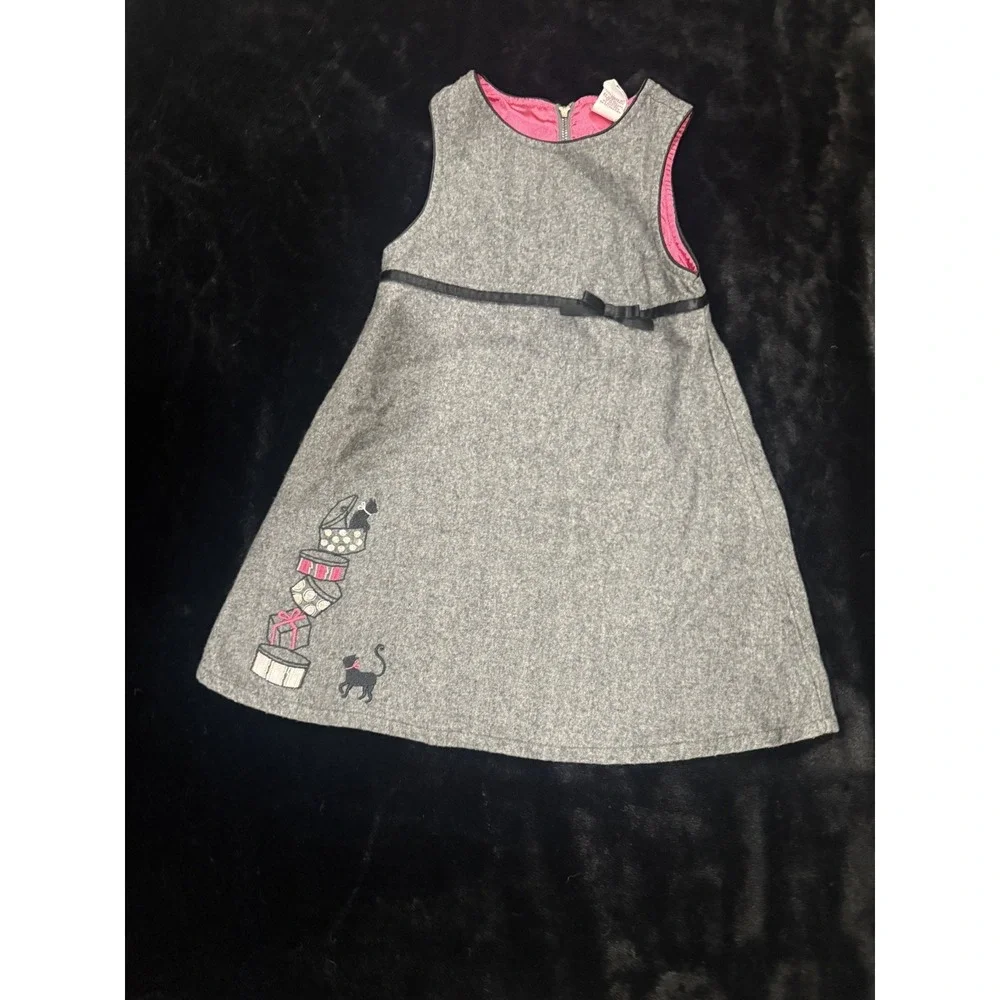 Gymboree Dress Jumper Charcoal Gray Size 4 City Sidewalk Vintage 2003  47% Wool